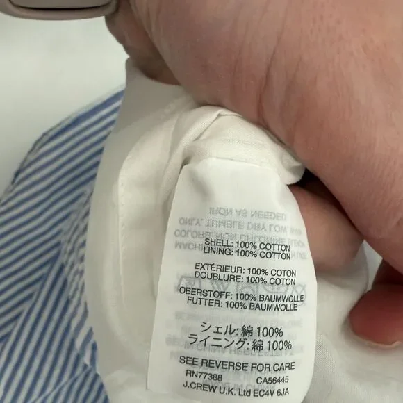 J Crew Seersucker Dress Coastal Nautical Preppy Blue White Faux Wrap Women Sz 4 - Picture 13 of 14